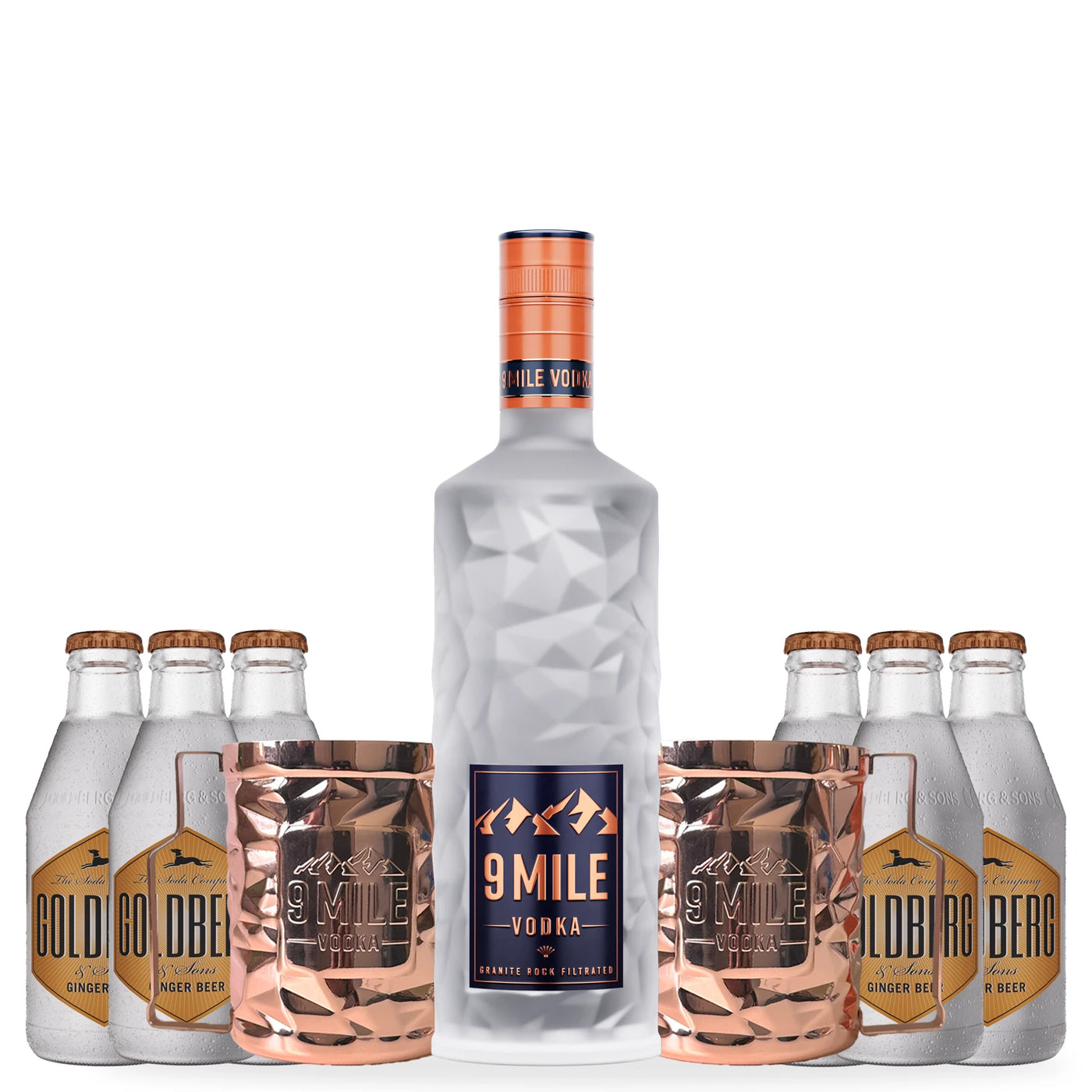 9 MILE Vodka Moscow Mule Copper Mug Bundle