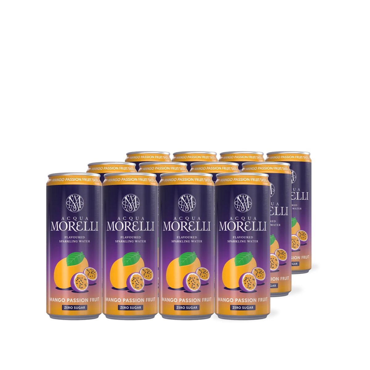 ACQUA MORELLI Flavoured Sparkling Water Mango Passion Fruit Zero – 12er-Tray mit 0,33-l-Sleek-Dosen
