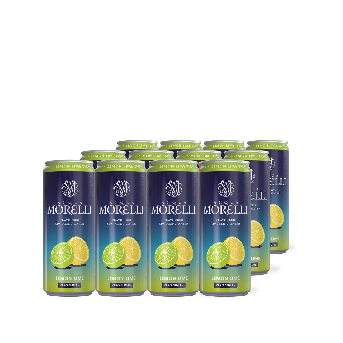ACQUA MORELLI Flavoured Sparkling Water Lemon Lime Zero – 12er-Tray mit 0,33-l-Sleek-Dosen