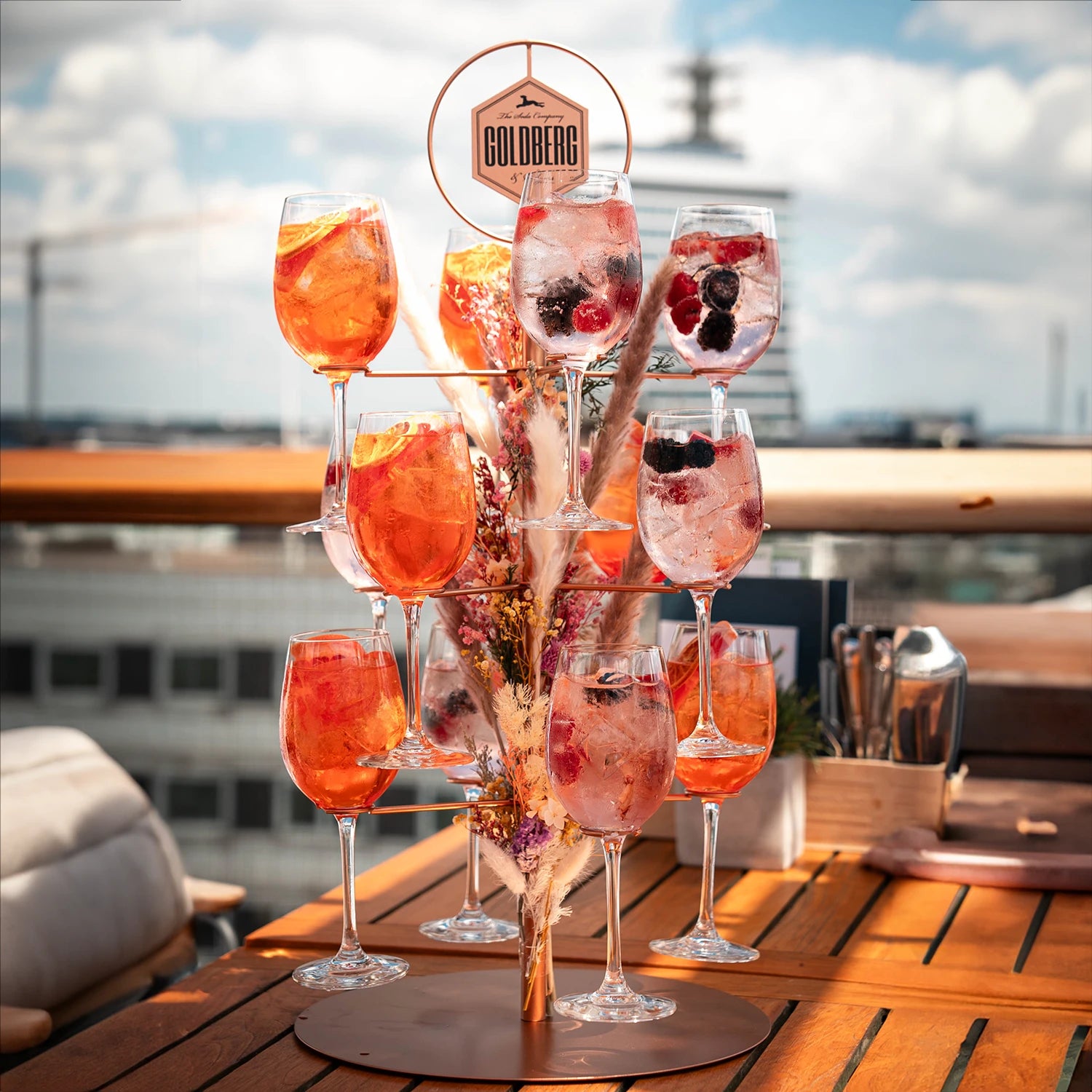 GOLDBERG SERVING TREE + GLAS BUNDLE - MBG Amber Room