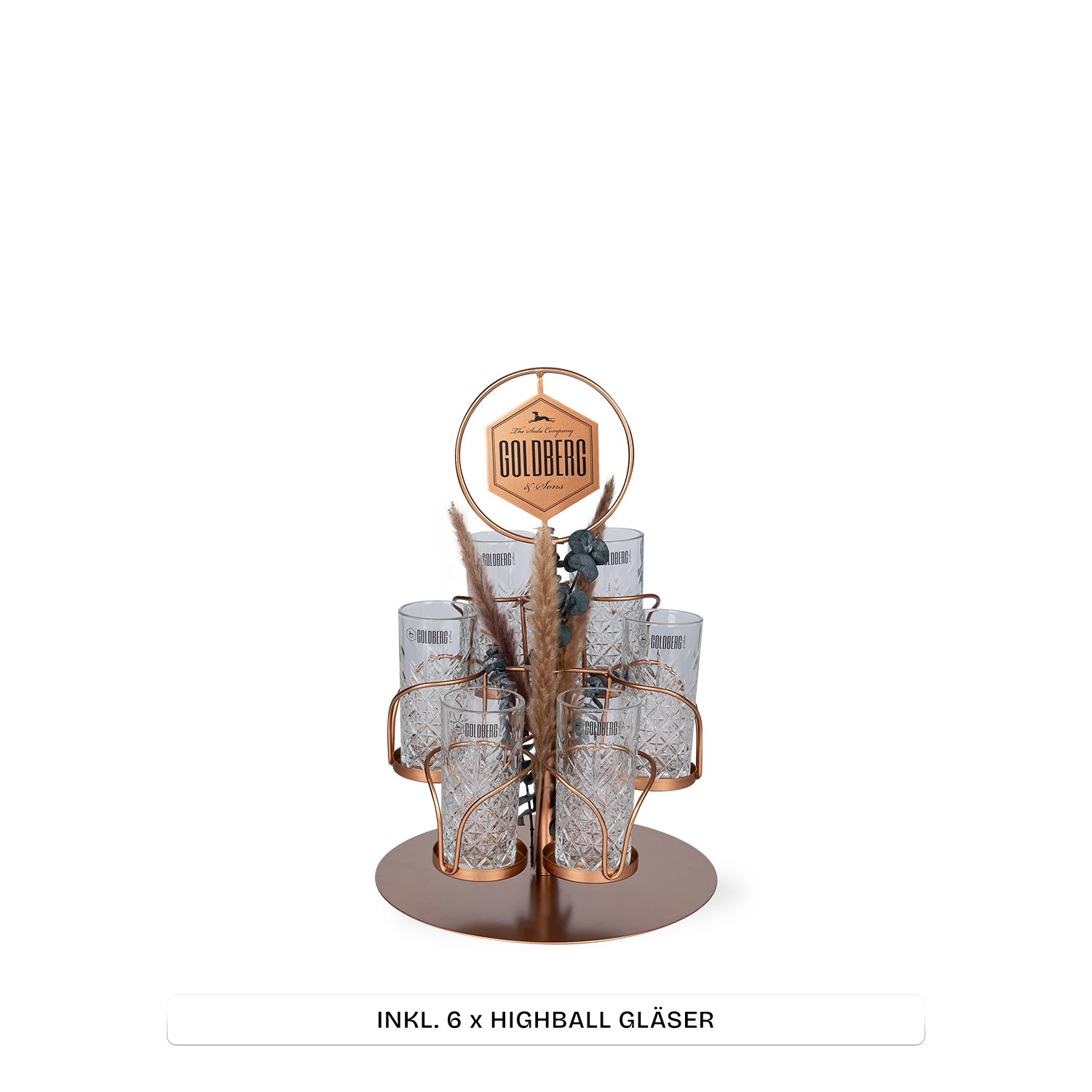 GOLDBERG HIGHBALL SERVING TREE + GLAS BUNDLE - MBG Amber Room