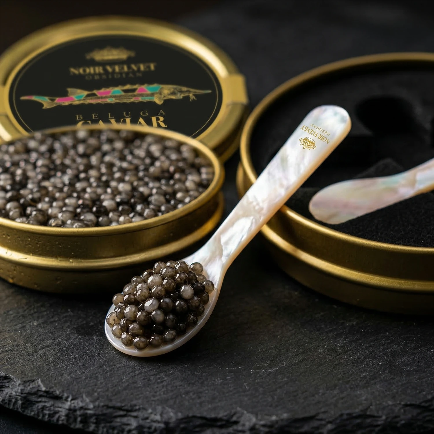 NOIR VELVET OBSIDIAN DELUXE CAVIAR SPOON SET